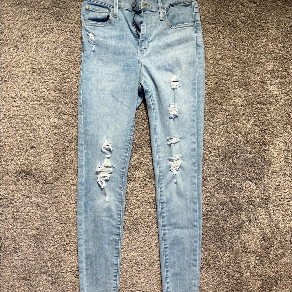 Levi's Blue Skinny Jeans Distressed Design